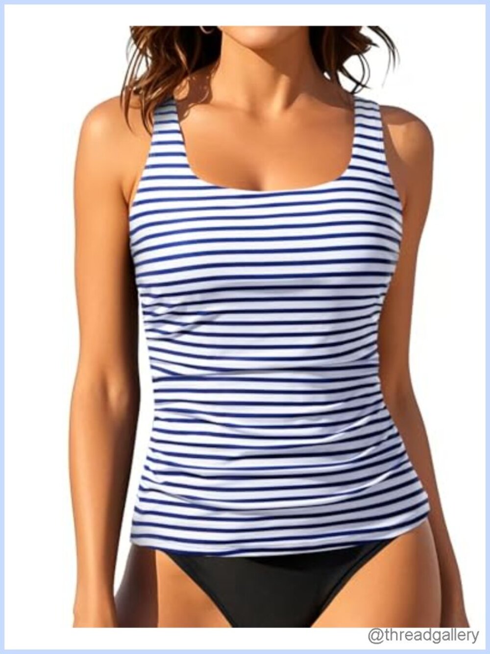 Women's Tankini Top with Tummy Control Adjustable Straps Removable Cups